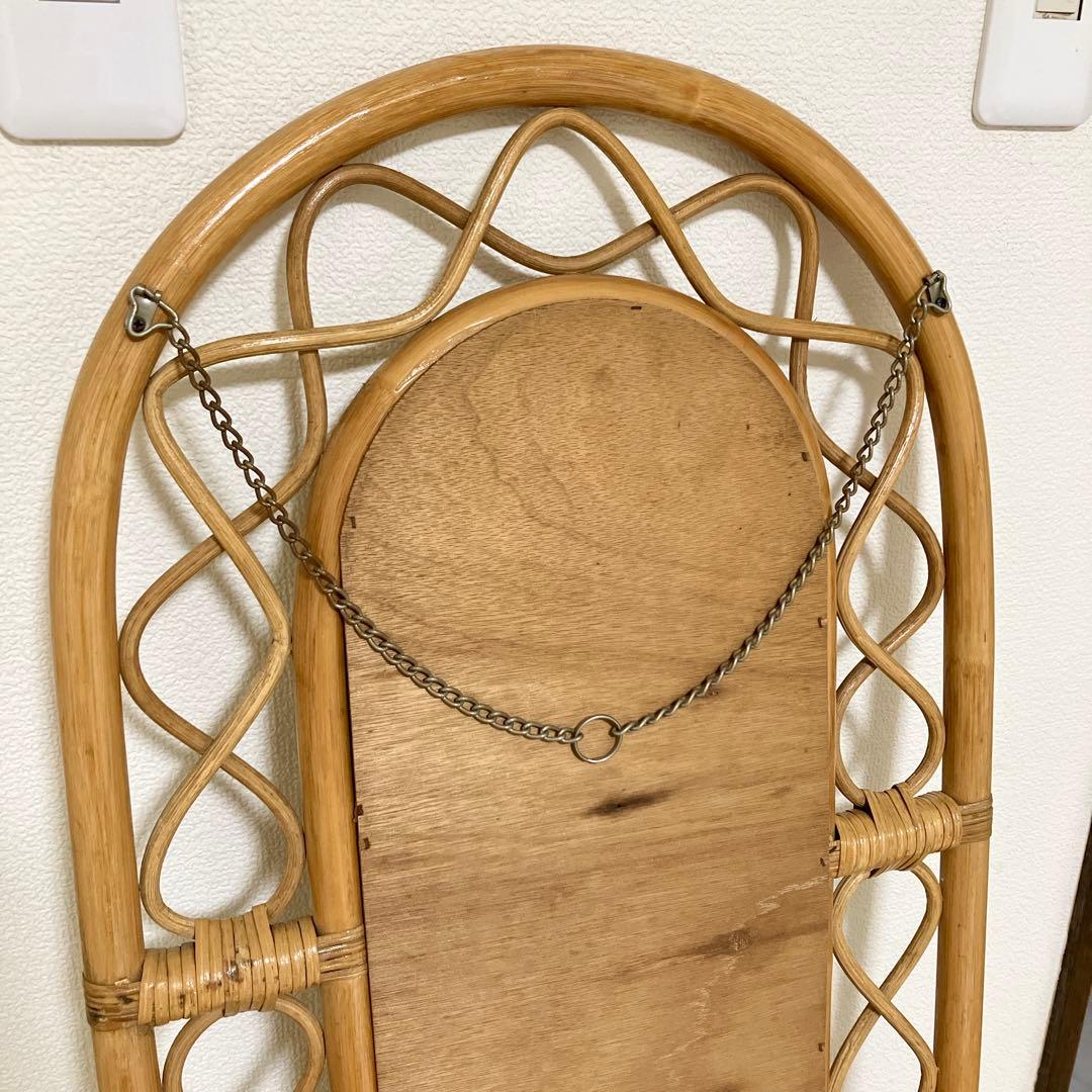 ヴィンテージ・ラタンスタンドミラー・鏡・壁掛けミラー・立て掛けミラー