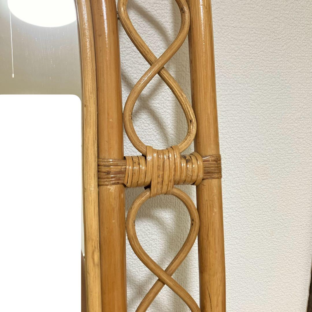 ヴィンテージ・ラタンスタンドミラー・鏡・壁掛けミラー・立て掛けミラー