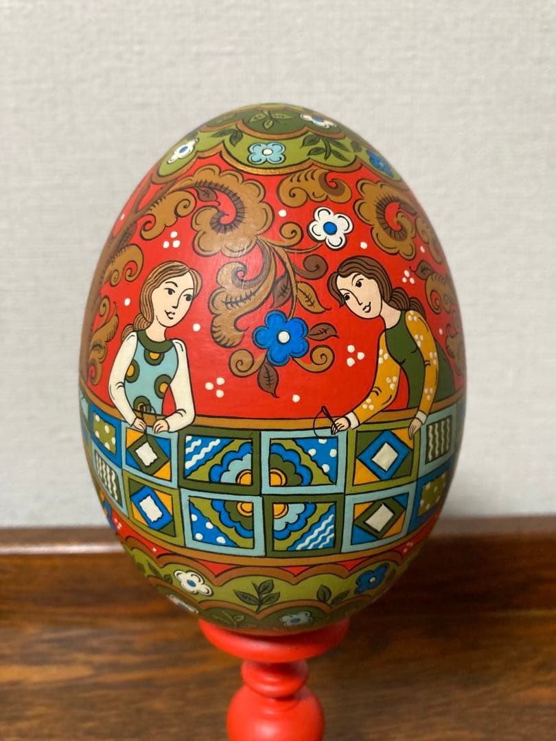 ロシア雑貨☆特大イースターエッグ(スタンド付き)H21cmオリガ作マトリョーシカ