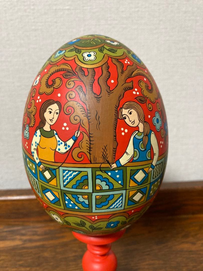 ロシア雑貨☆特大イースターエッグ(スタンド付き)H21cmオリガ作マトリョーシカ