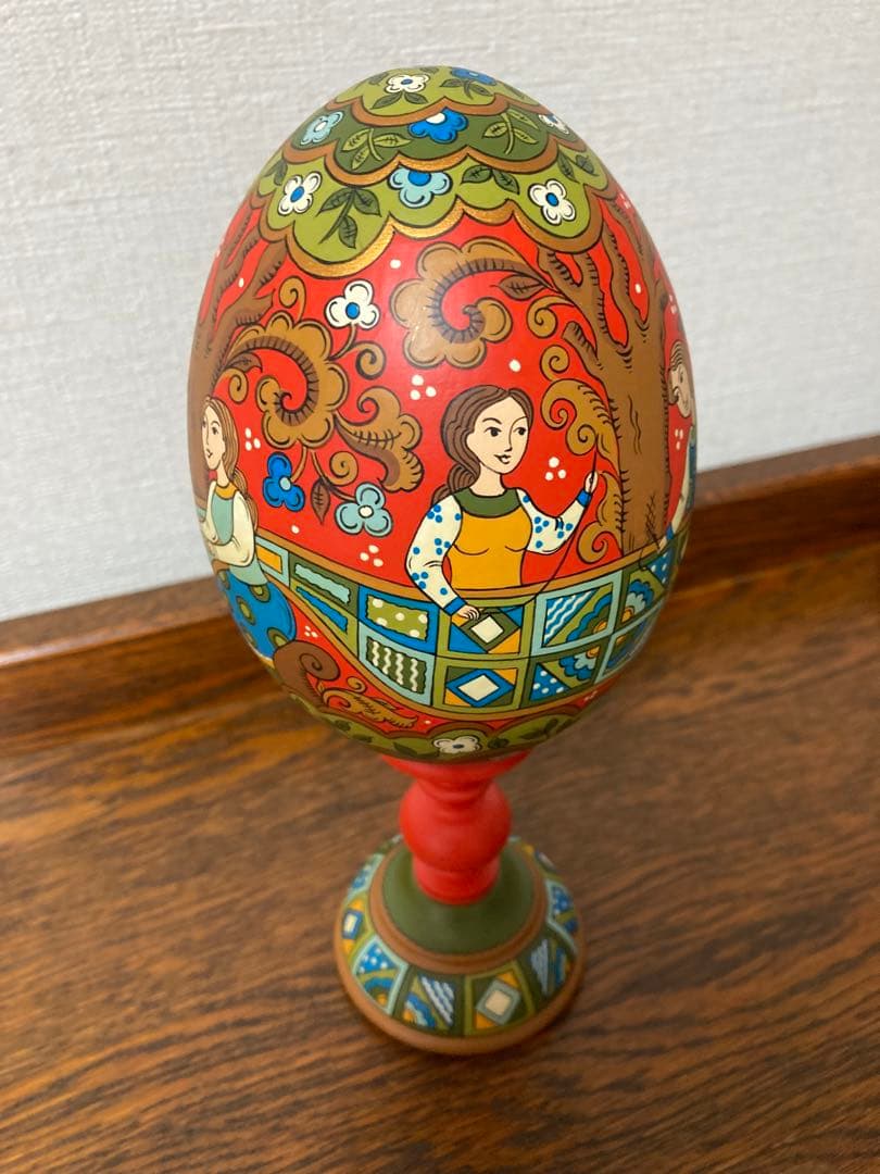 ロシア雑貨☆特大イースターエッグ(スタンド付き)H21cmオリガ作マトリョーシカ