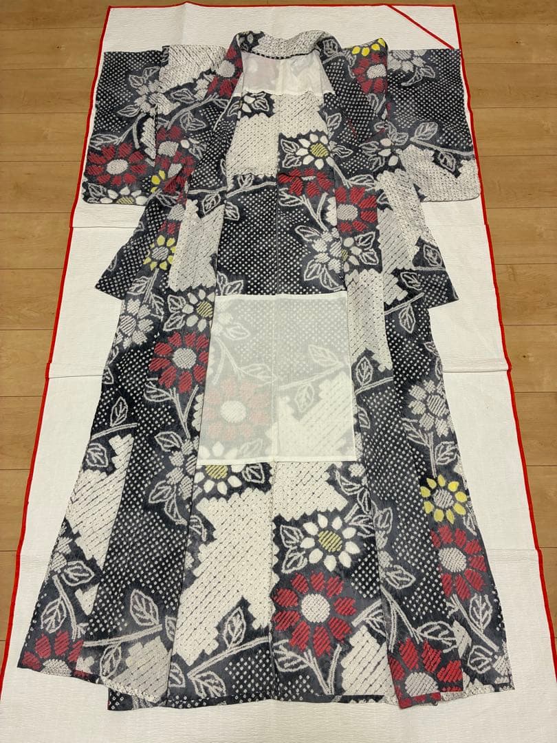 KM　浴衣　有松鳴海絞り　向日葵　裄66cm