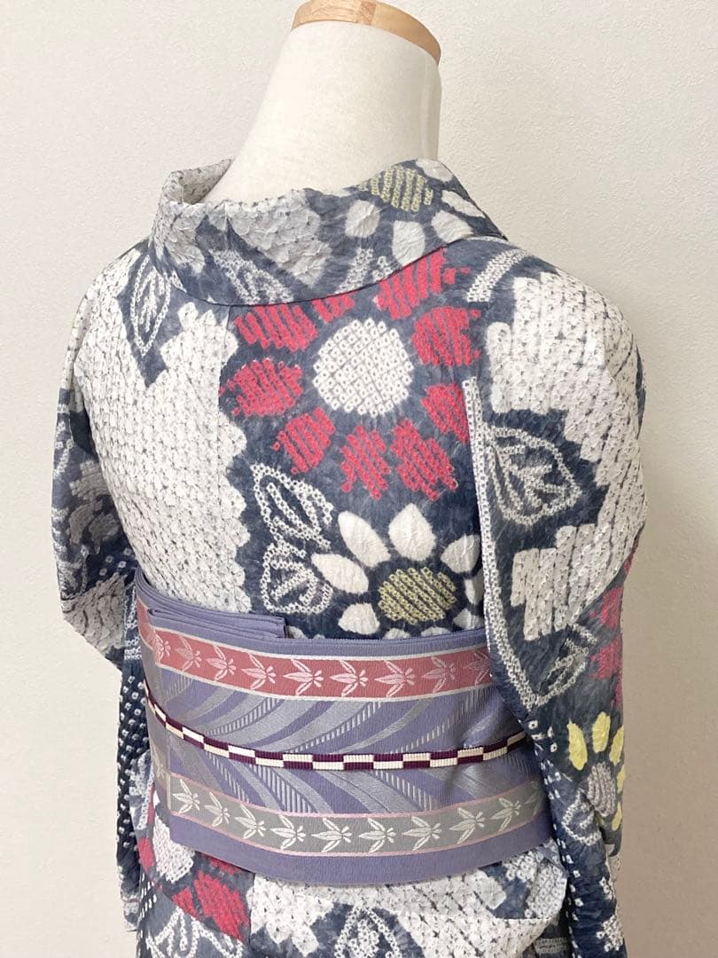 KM　浴衣　有松鳴海絞り　向日葵　裄66cm