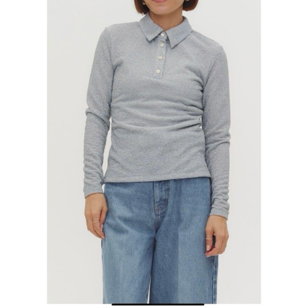 ラメポロカットソー　シルバー　yori 38 新品未使用タグ付