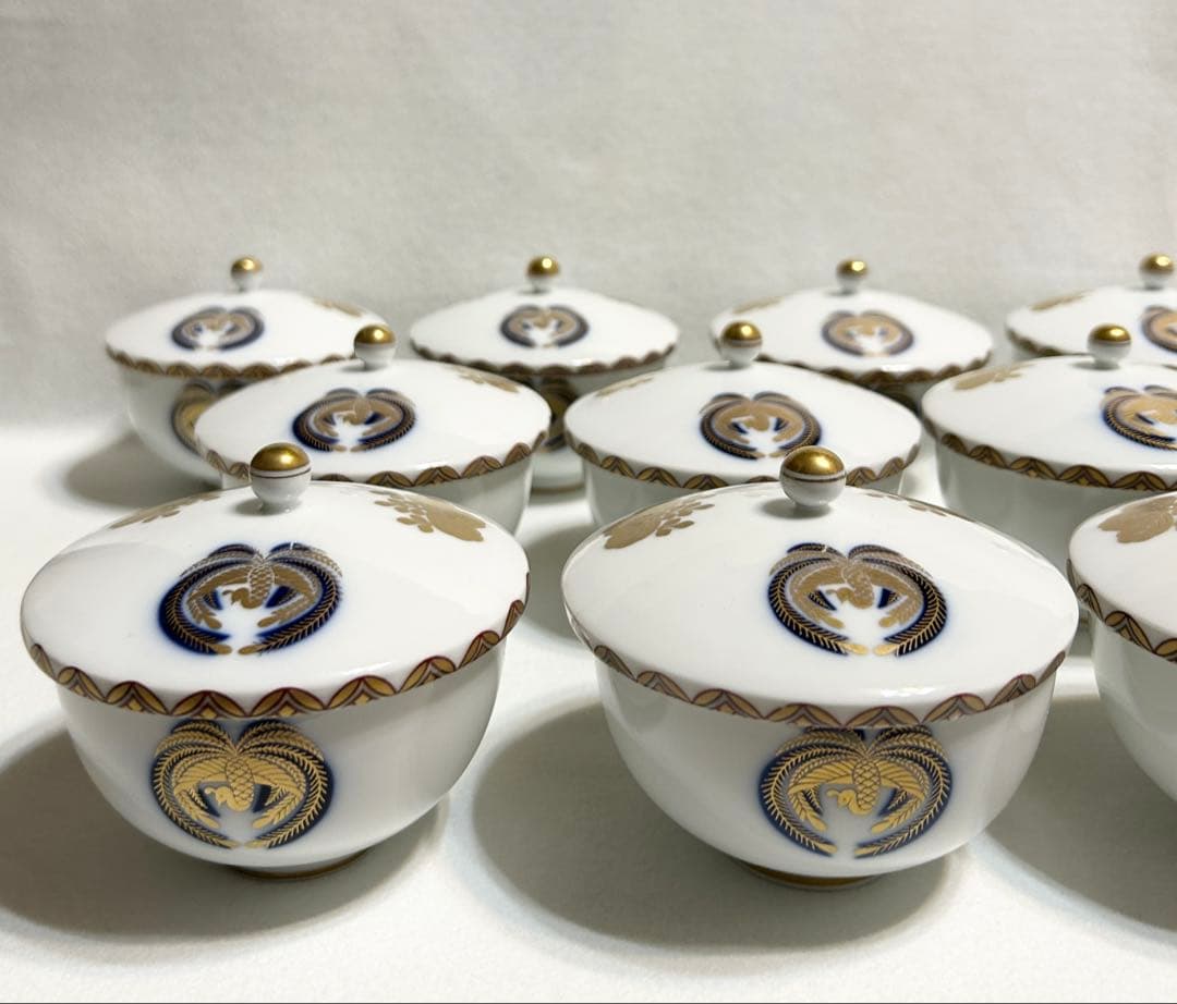 香蘭社 有田焼 蓋付汲出碗 5客 色絵金彩桐鳳凰文 煎茶碗揃 13客 和食器