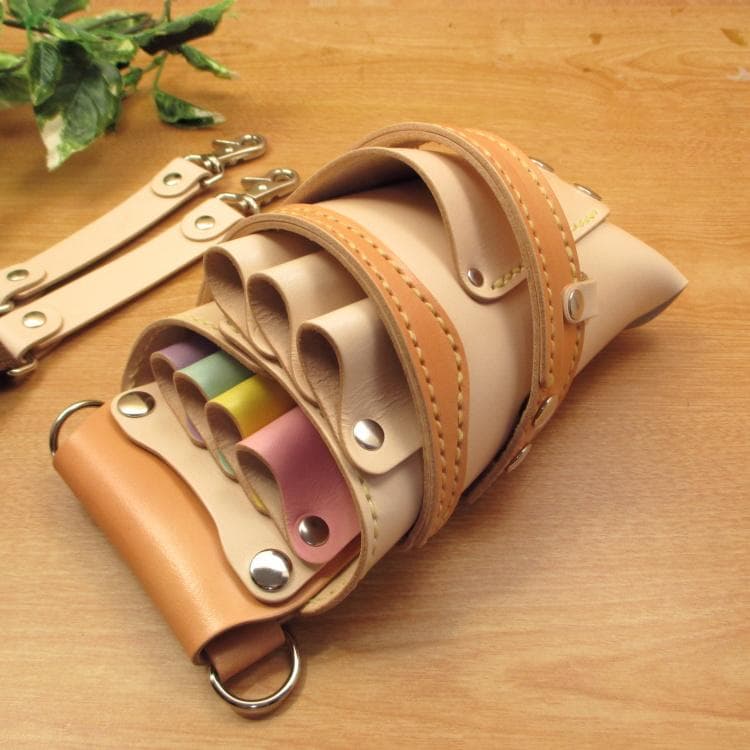 ヌメ革ナチュラル＆カラフル　７丁差し　シザーケース　SCA-254/NB