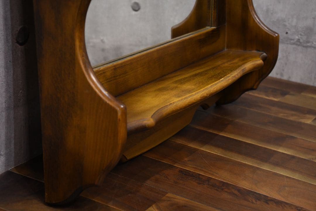 CIC67 オールドカリモク コロニアル 棚付き ウォールミラー カタカナ表記