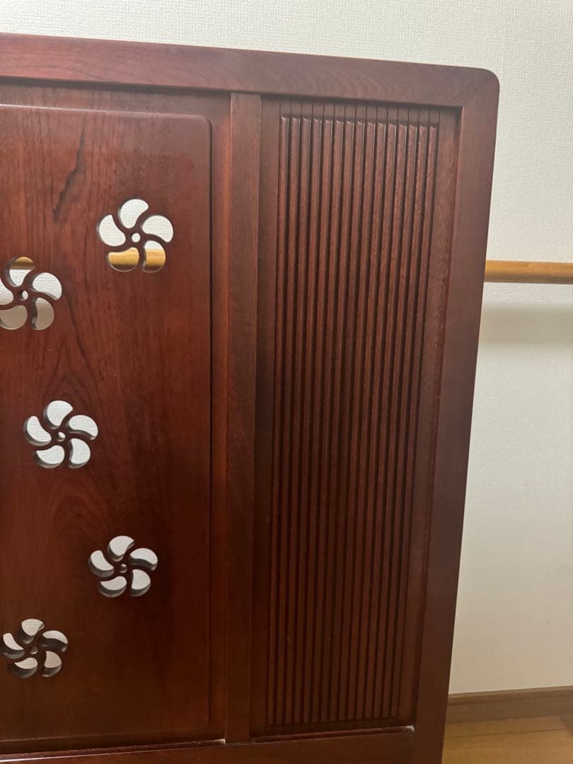 karimoku 衝立て 間仕切り 梅の透かし柄 レトロ