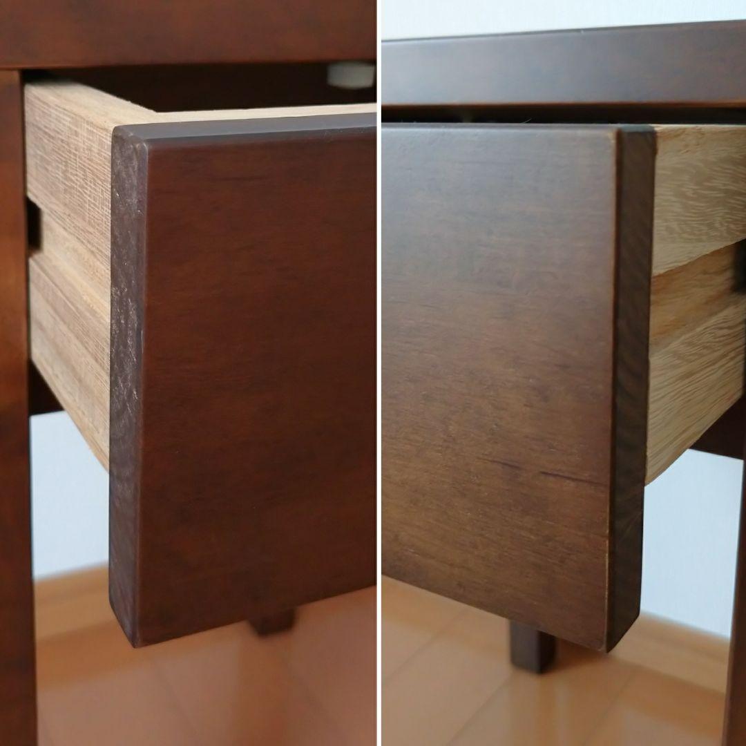 無印良品　ベットサイド テーブル　ブラウン　引き出し付き