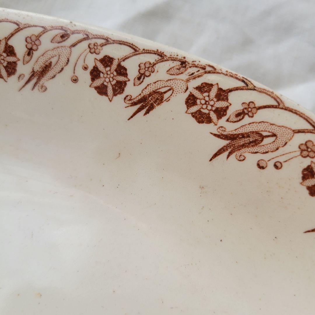 フランス　アンティーク　ラヴィエ　ブラウン花