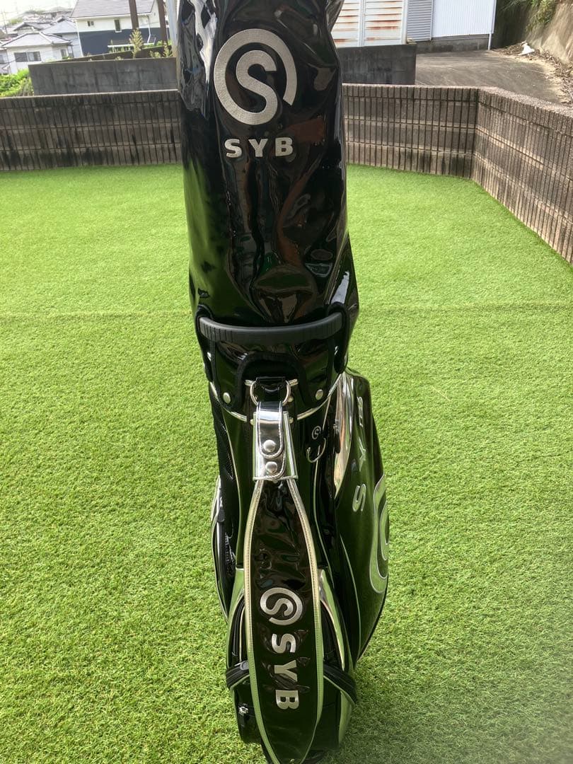 SYB ゴルフキャディーバック黒 シルバー　エナメル素材