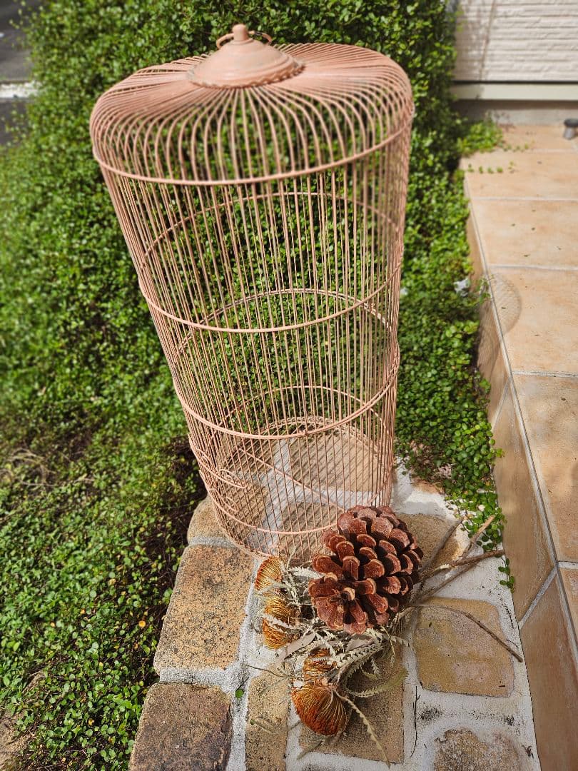 フランスアンティーク風　鳥かご　ピンク　シャビー　ブロカント