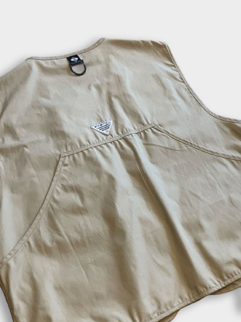 90s Columbia PFG ベージュ フィッシングベスト 6ポケット 美品