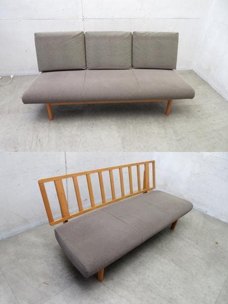 美品■カリモク■Chitano/チターノ■3人掛けソファ■オーク材■ファブリック