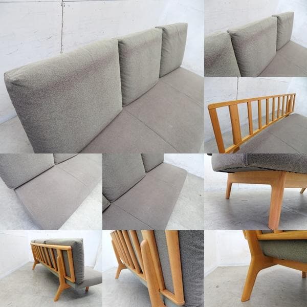 美品■カリモク■Chitano/チターノ■3人掛けソファ■オーク材■ファブリック