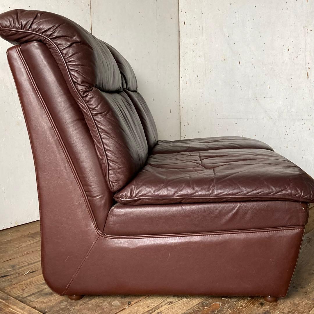 2脚セット 国産ヴィンテージ レザーソファ レトロ