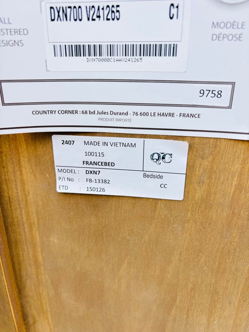 カントリーコーナー ナイトテーブル 木製 フランス