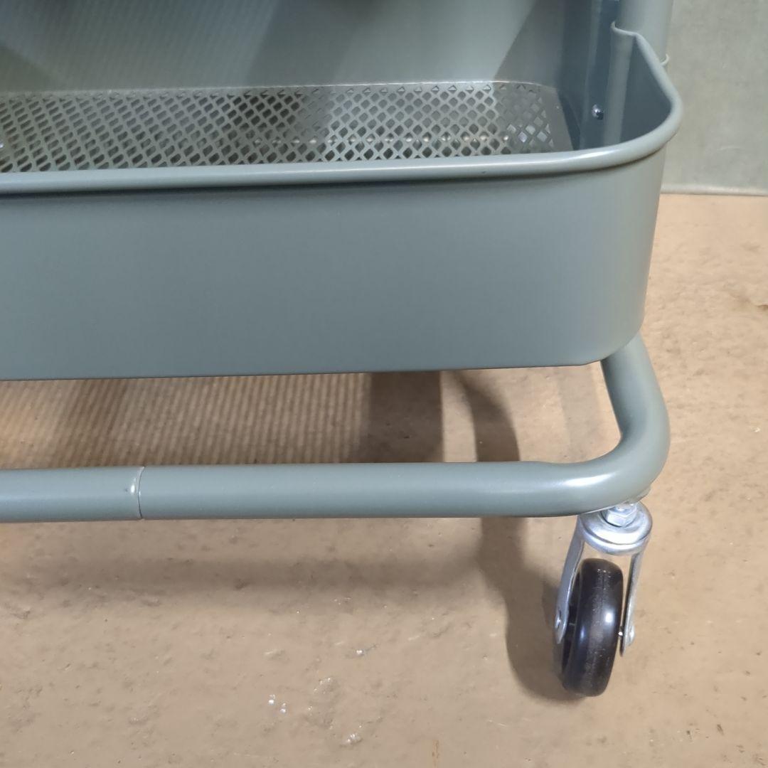 (s)ルッツ　 IKEAキャスター付き3段キッチンワゴン グリーンホワイト