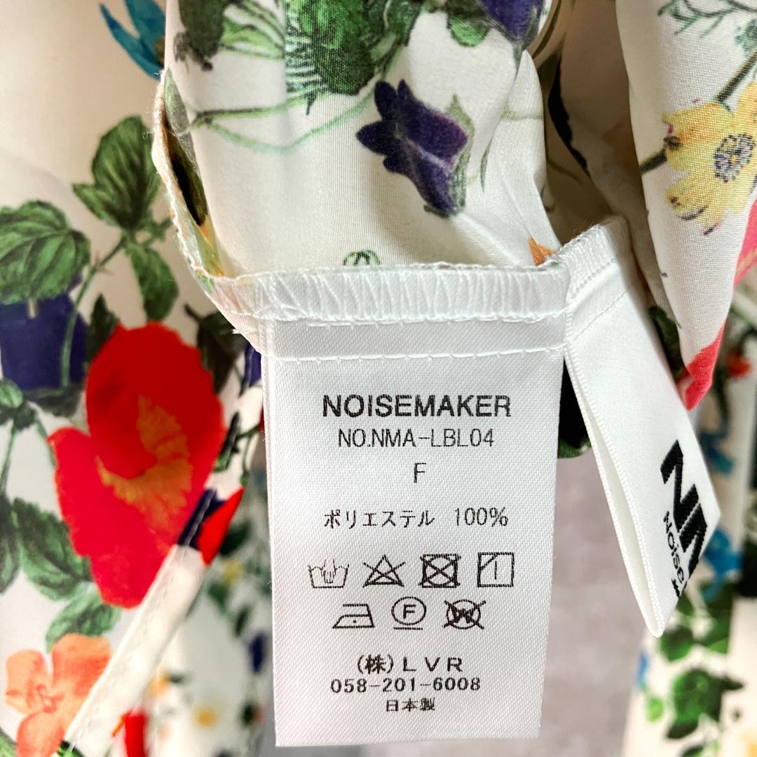 NOISE MAKER　ブラウス　アイボリー　ネイビー　花柄　丸ネック　長袖