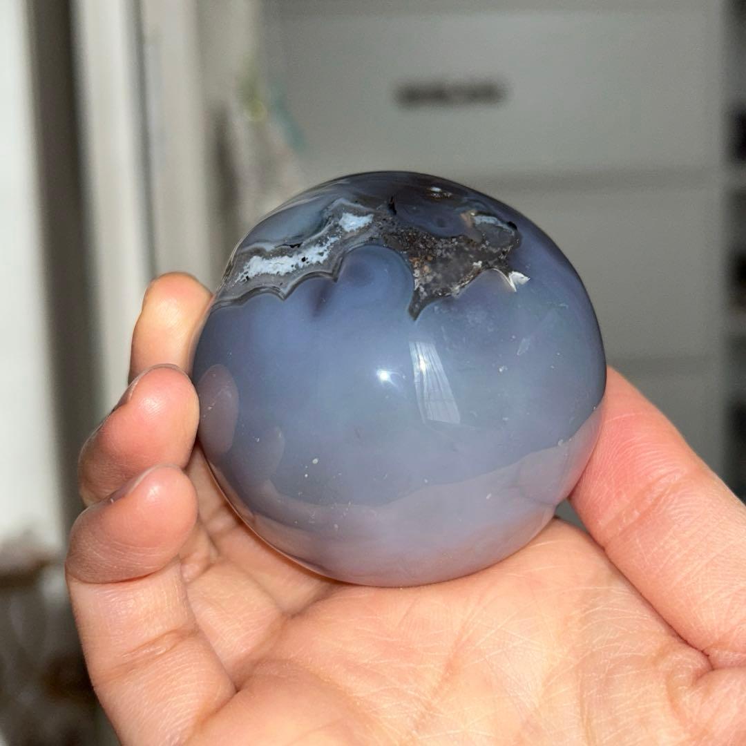 瑪瑙 スフィア 結晶 笑い口 213g 55.2ミリ