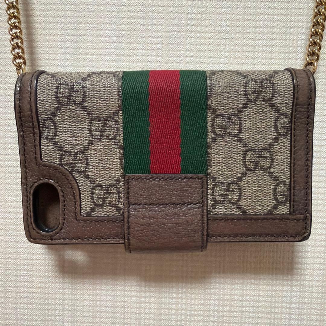 Gucci iPhone ケース SE 7.8 チェーンショルダー 手帳 グッチ
