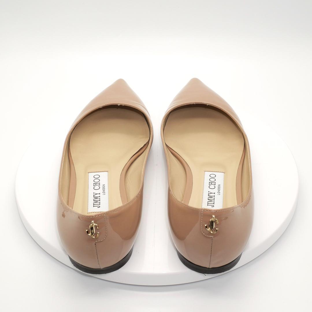 37.5　JIMMY CHOO　ジミーチュウ　フラット　ベージュ　ゴールドロゴ