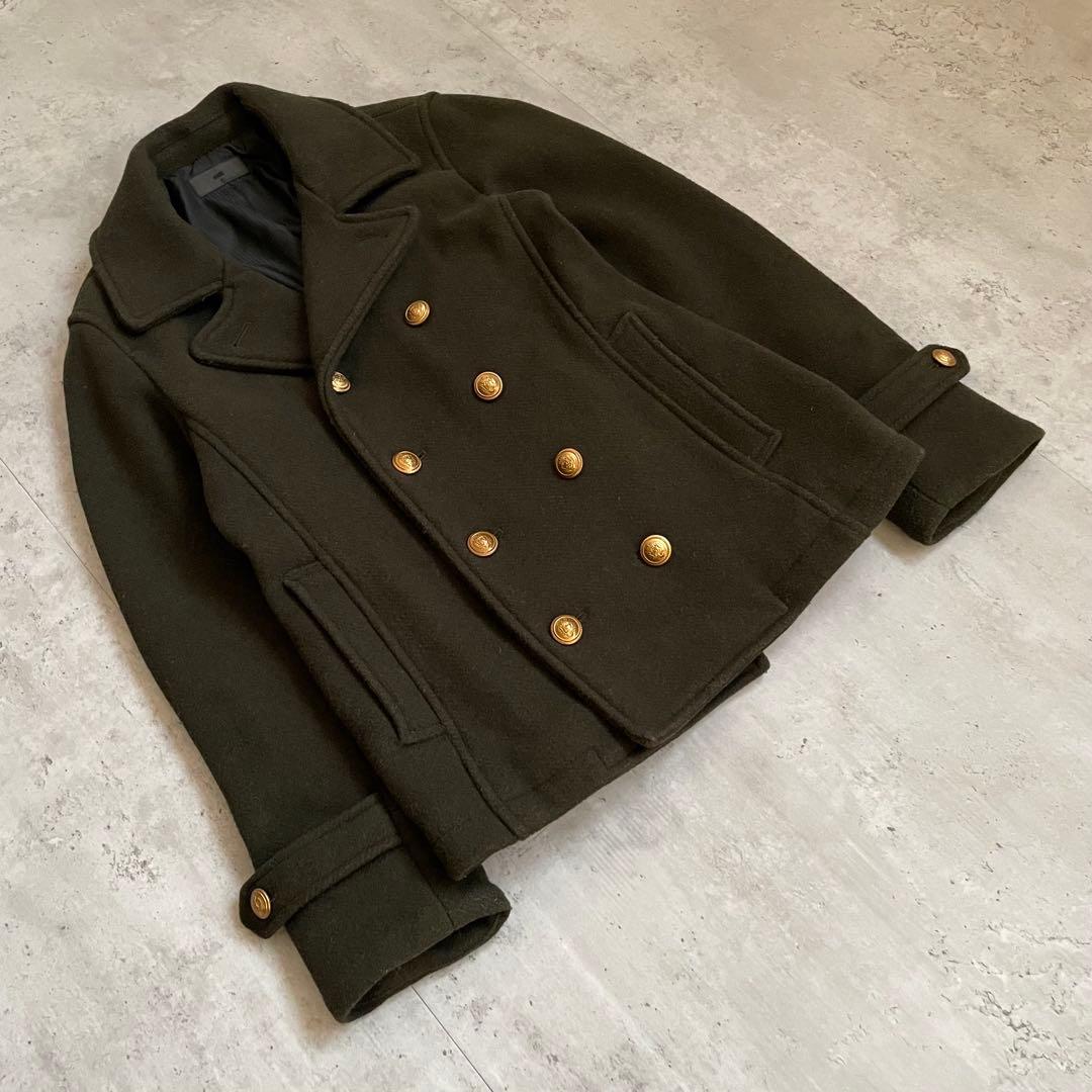 ナポレオンジャケット　ピーコート　金ボタン　カーキ　モード　ミリタリー　y2k