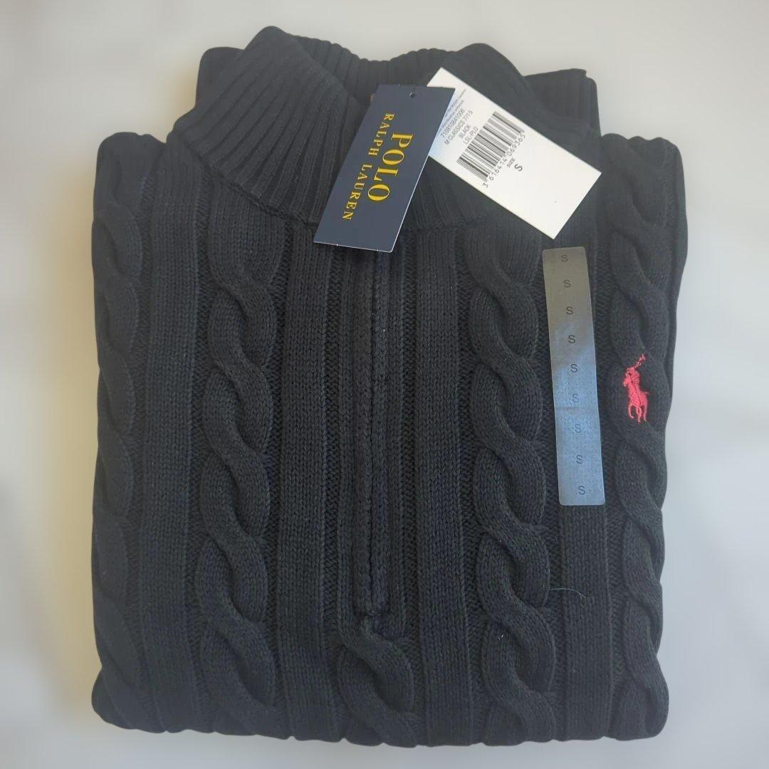 【新品】ポロラルフローレン ハーフジップ ケーブルニット ブラック S