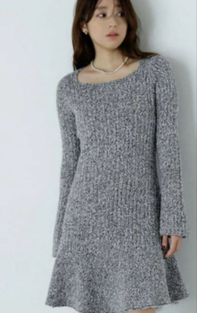 ナチュラルビューティーベーシック　ツイードミニワンピース＆カーディガンセット