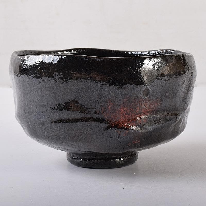 M5 　楽吉左衛門　九代了入作　黒楽茶碗　銘「曙」　極め箱　M　R8071