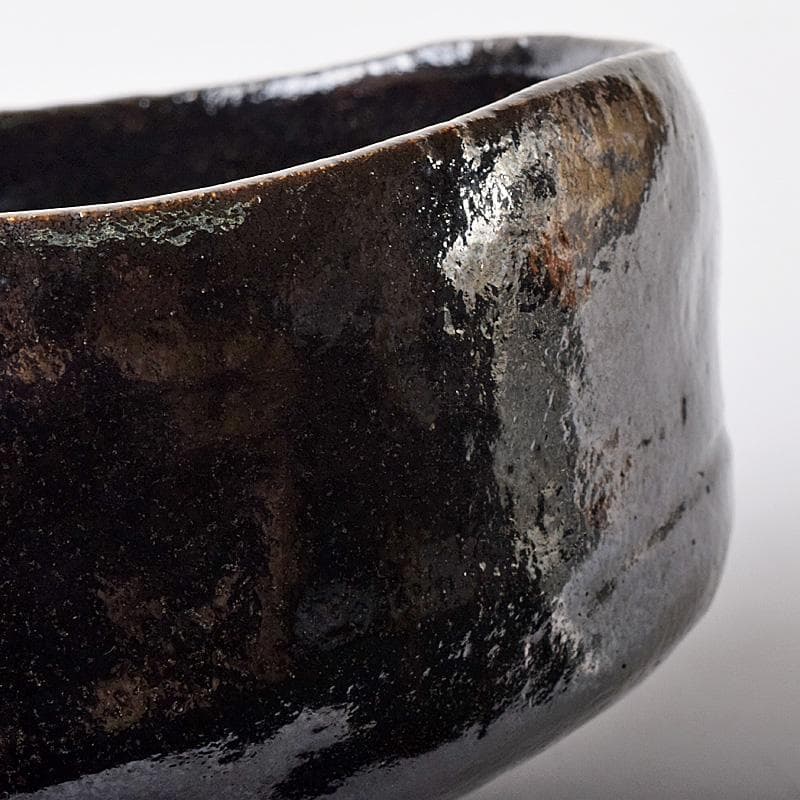 M5 　楽吉左衛門　九代了入作　黒楽茶碗　銘「曙」　極め箱　M　R8071