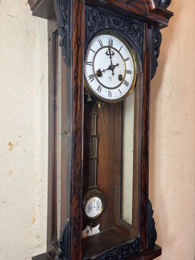 ユンハンス　黒柿　柱時計　古時計　振り子　レトロ　精工舎　ゼンマイ　アンティーク