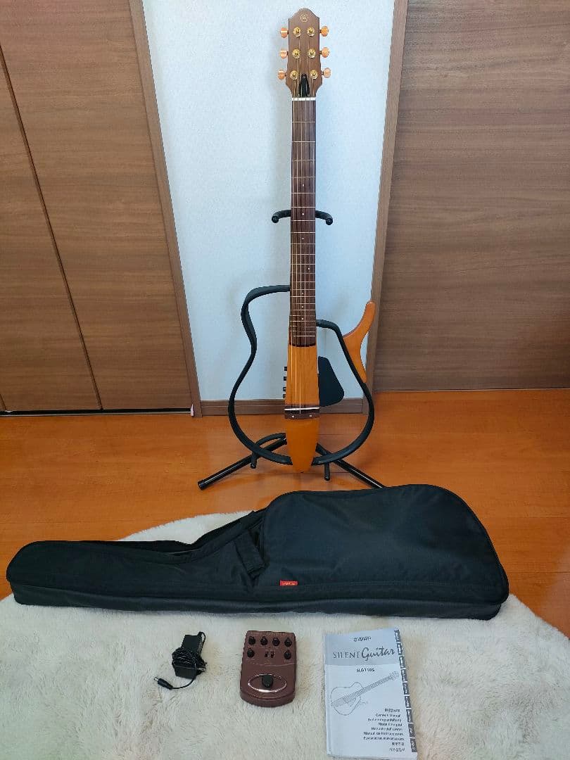美品サイレントギターYAMAHA SLG110Sケース アダプタ プリアンプ付