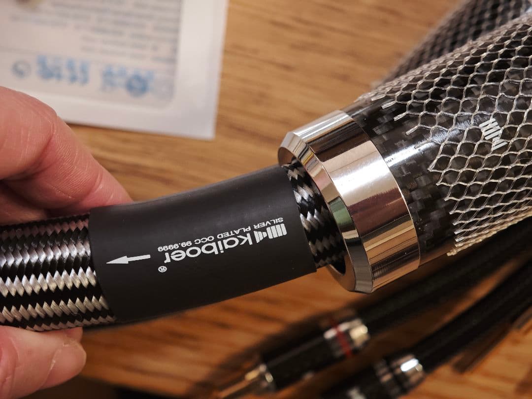 高純度6N単結晶銅(太さ2.6mm)　銀メッキスピーカーケーブル1.5Mⅹ2本