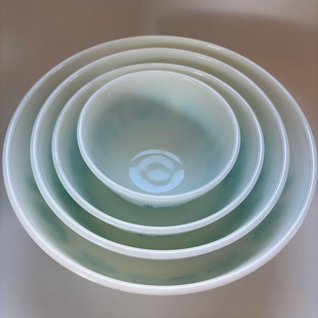 オールドパイレックス　アーミッシュ柄ミキシングボウル　フルセット4点