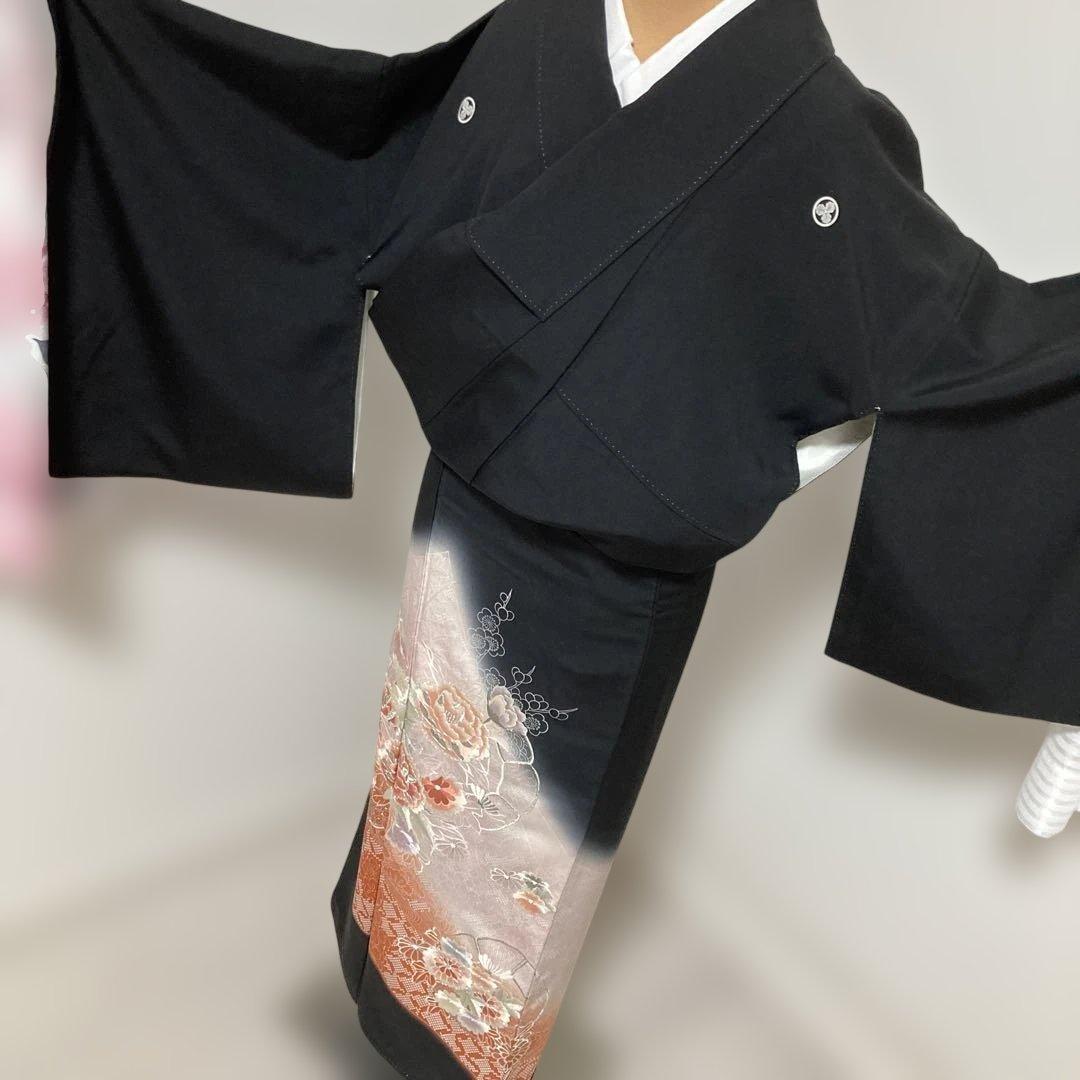 豪華刺繍正絹黒留袖袖フルセットお探しの方　西陣織袋帯　牡丹　駒刺繍 銀彩銀刺繍