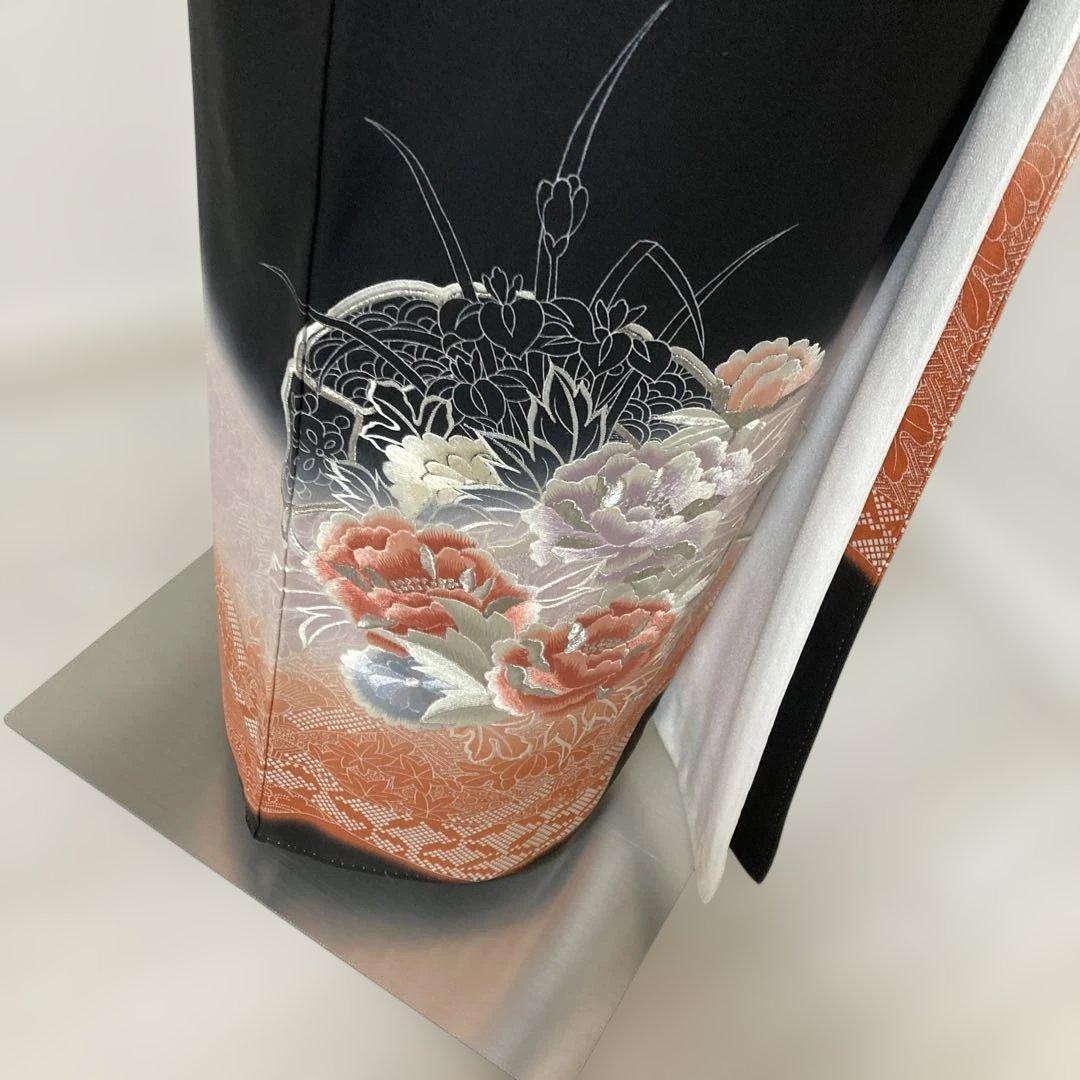 豪華刺繍正絹黒留袖袖フルセットお探しの方　西陣織袋帯　牡丹　駒刺繍 銀彩銀刺繍