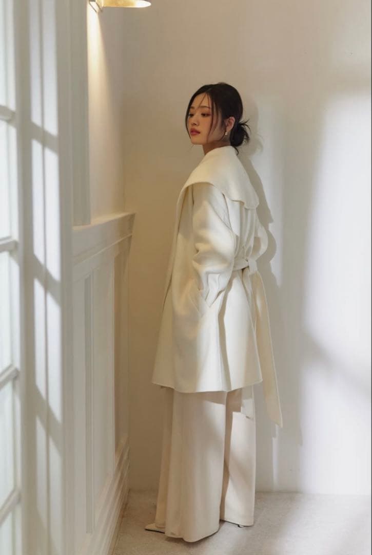 polaura ポローラ ショールカラーウールミドルコート