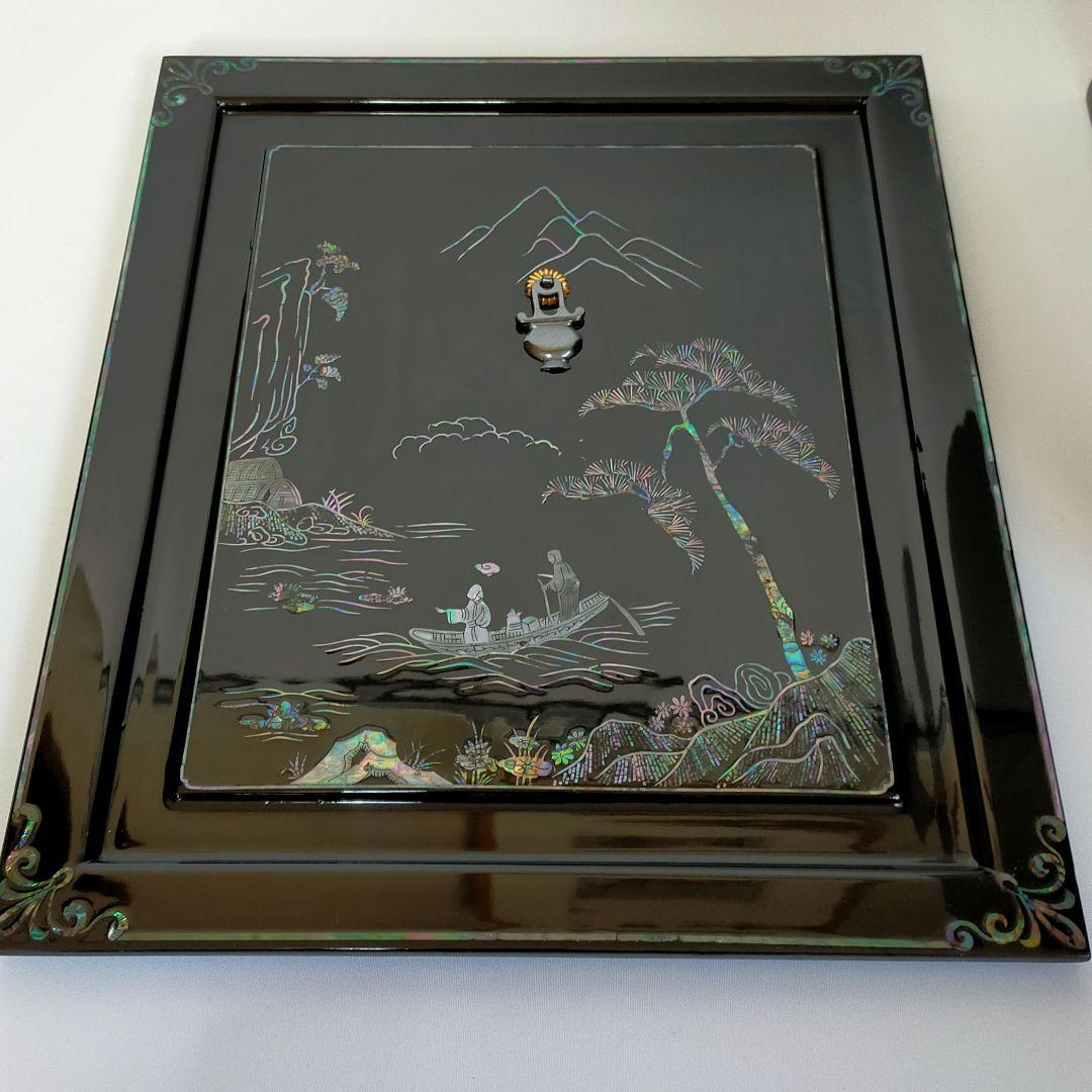 煎茶道具 器局（ききょく） 茶道具入 本塗螺鈿四方箱　JAPAN　漆