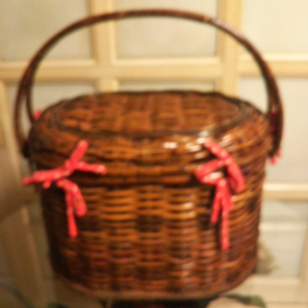 大きなバスケット☆かご☆蓋付☆2ハンドル