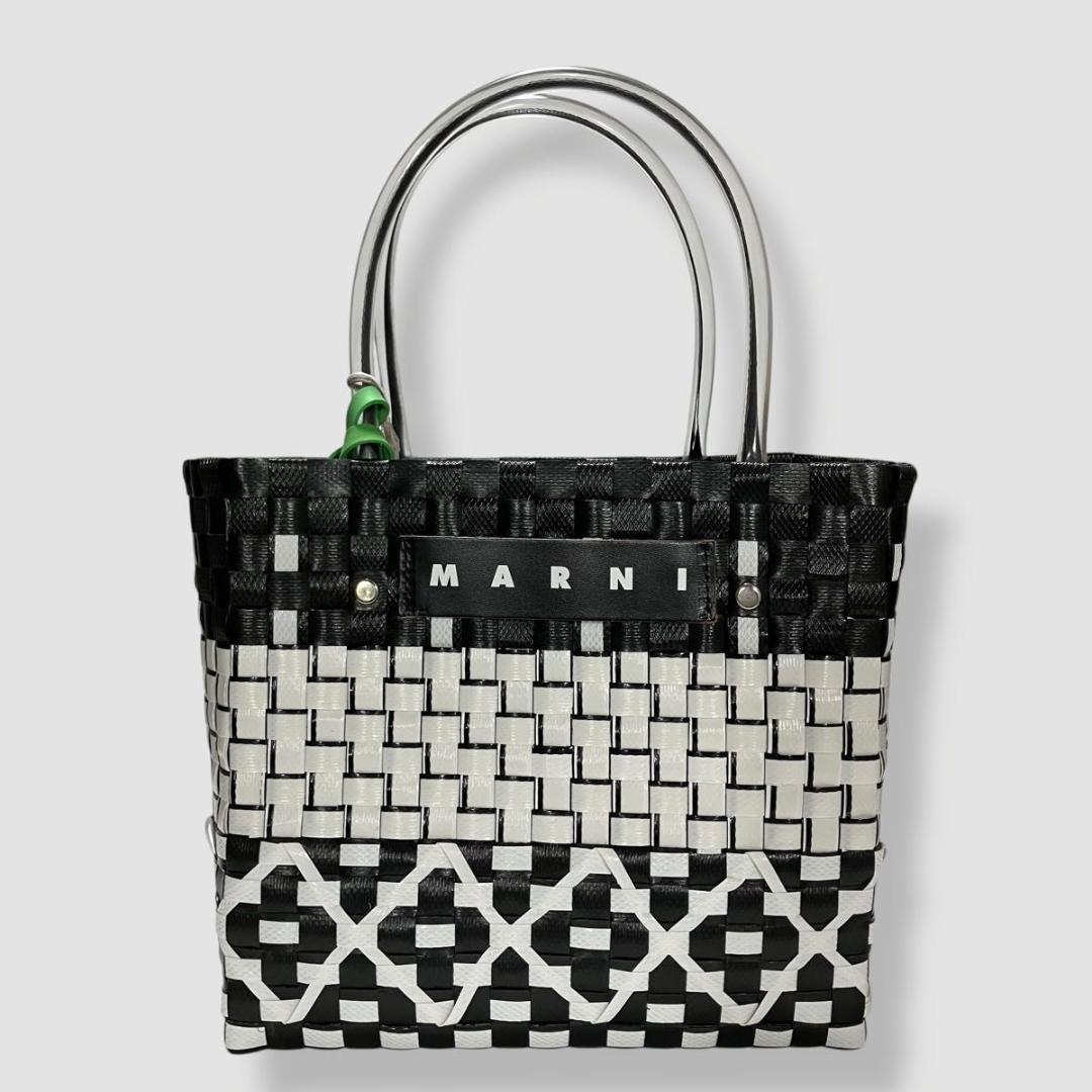 未使用 マルニ マーケット　ミニバスケットトートバッグ　セラミックダイヤ　カゴ
