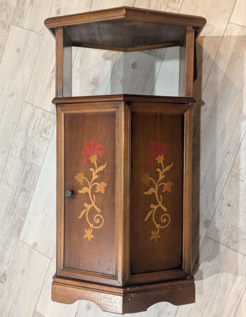 イタリア製 アンティーク調 六角 コンソールテーブル 飾り台 象嵌