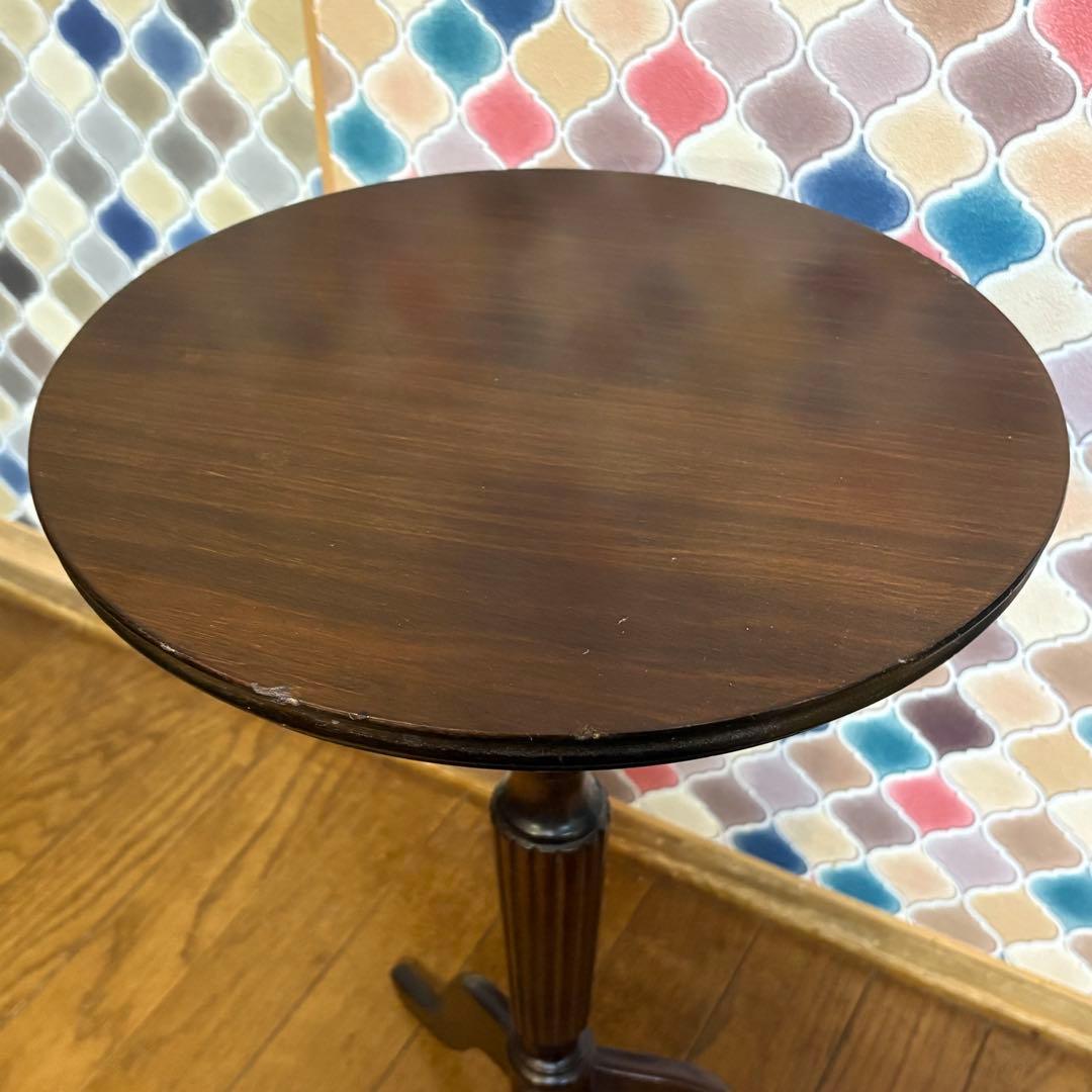 ビンテージ◎木製ラウンドテーブル　サイドテーブル　ミニテーブル　飾り棚　置台