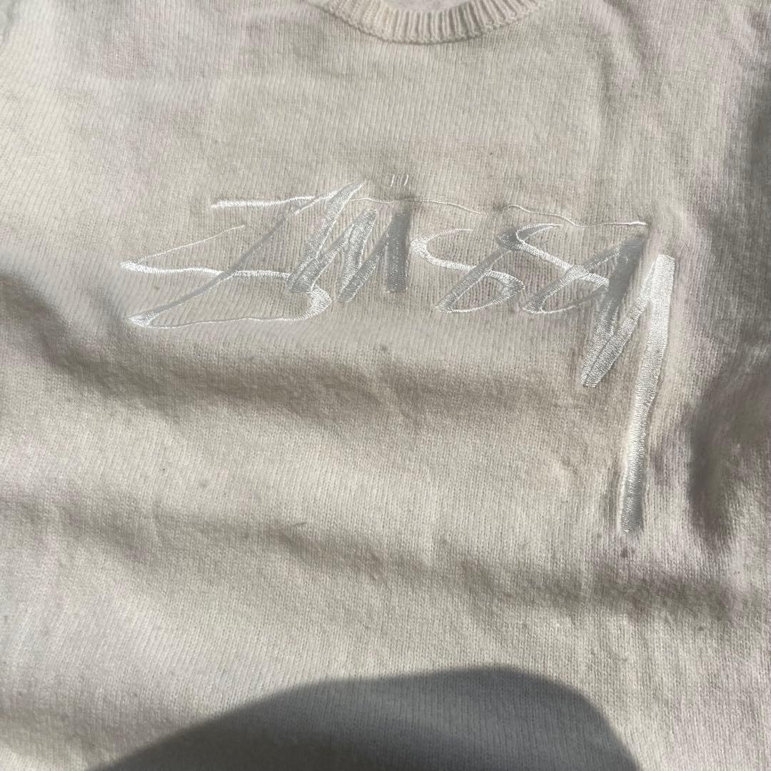 【激レア】　STUSSY ニット　セーター　長袖　フロント　ロゴ　刺繍　M