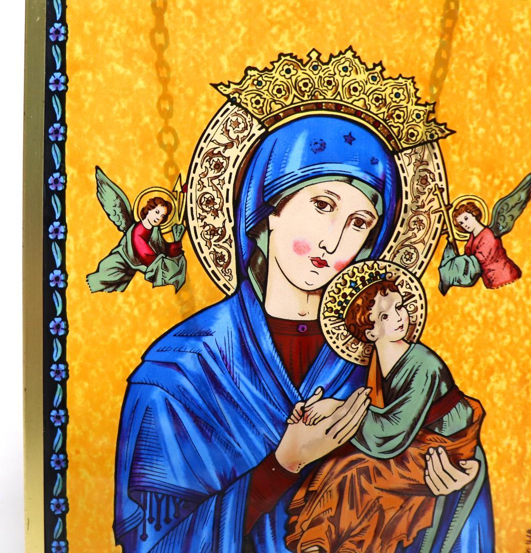 マドンナ&チャイルド 聖母マリア キリスト 天使 ヴィンテージ ステンドグラス