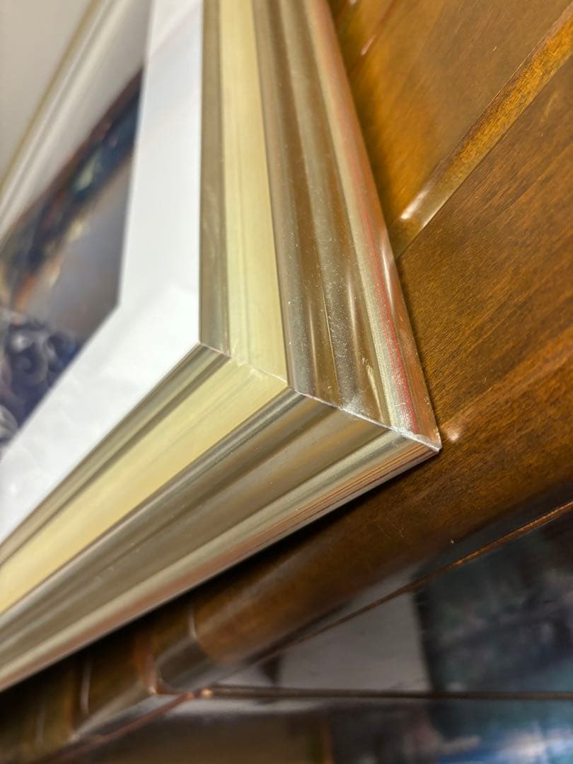 ヒロヤマガタ 慕情 版画 金色フレーム 作品保証書付き