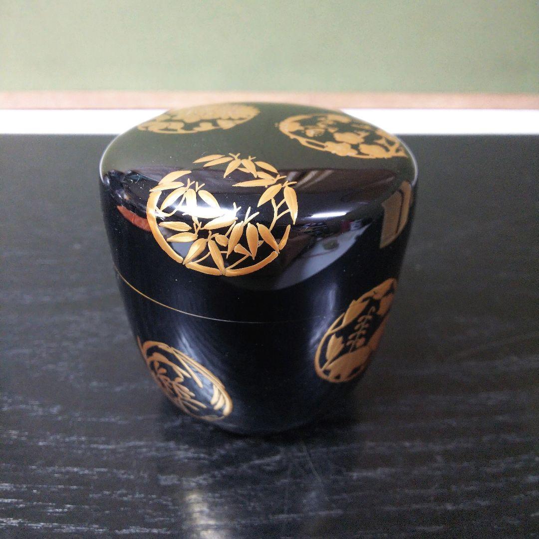 （364）【特価】★加賀塗★村田宗覚作★内銀地花丸蒔絵大棗★破魔オマケ付き★