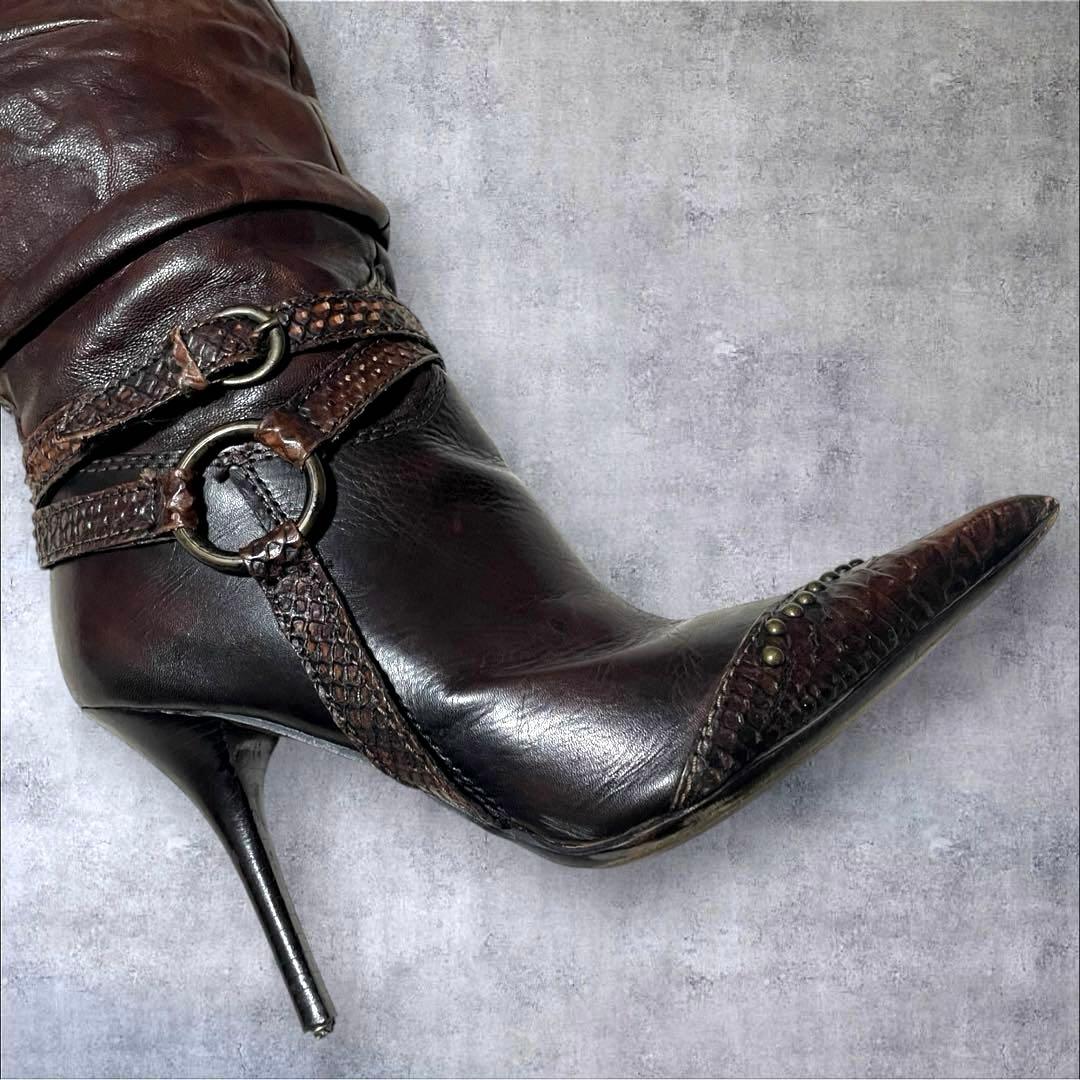 靴 00s y2k archive rosebud leather boots