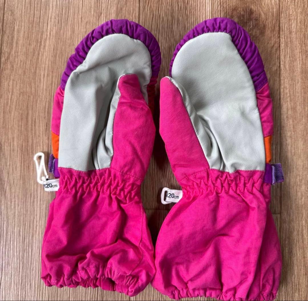 Columbia 子供用フード付きジャケット ピンク/オレンジ　手袋セット