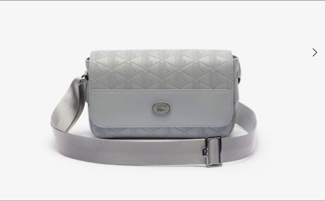 LACOSTE 幾何学模様 ショルダーバッグ グレー